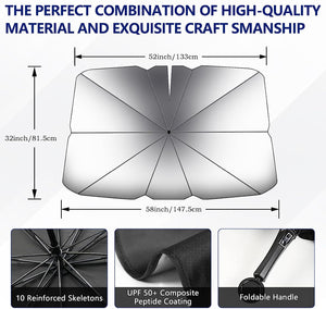 Car Windshield Sun Shade Umbrella - Foldable Car Umbrella Sunshade Cover UV Block